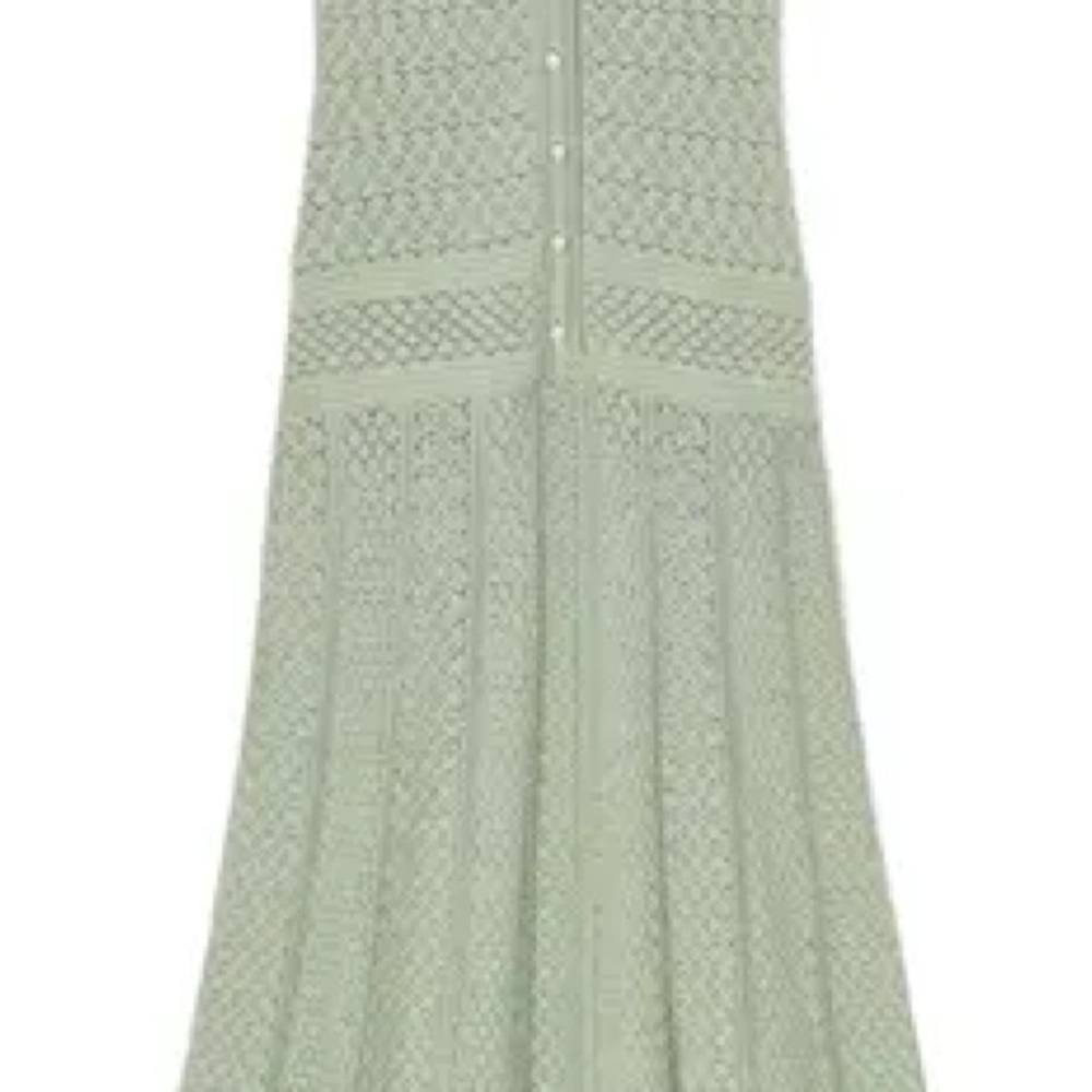 SANDRO size 34 Short-Sleeve Knit Maxi Dress in Sage Green new - Picture 4 of 10